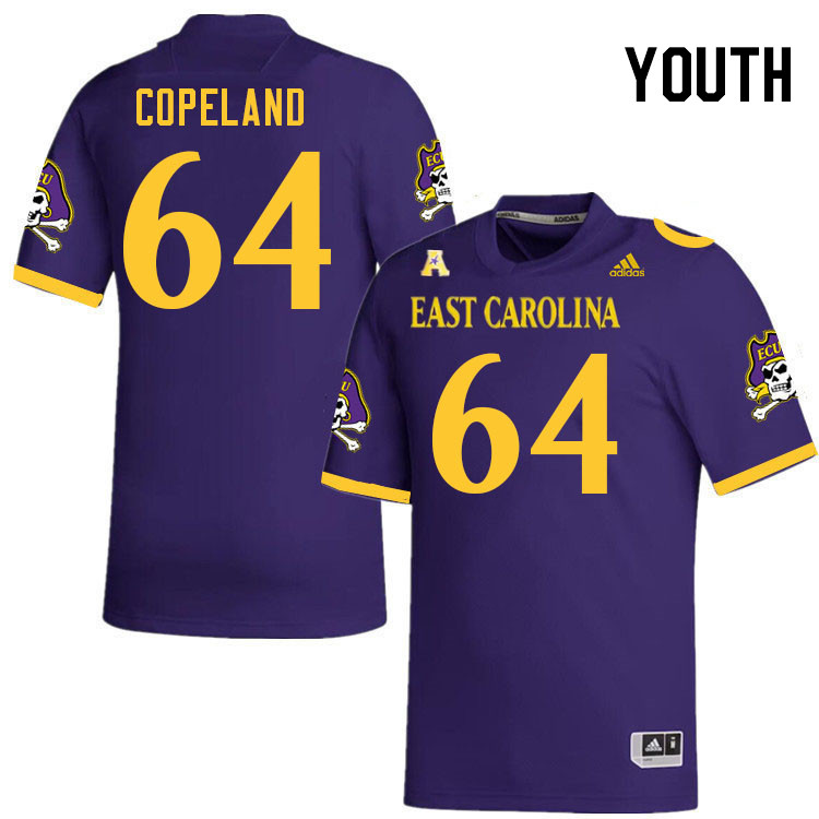 Youth #64 Grant Copeland ECU Pirates 2023 College Football Jerseys Stitched-Purple